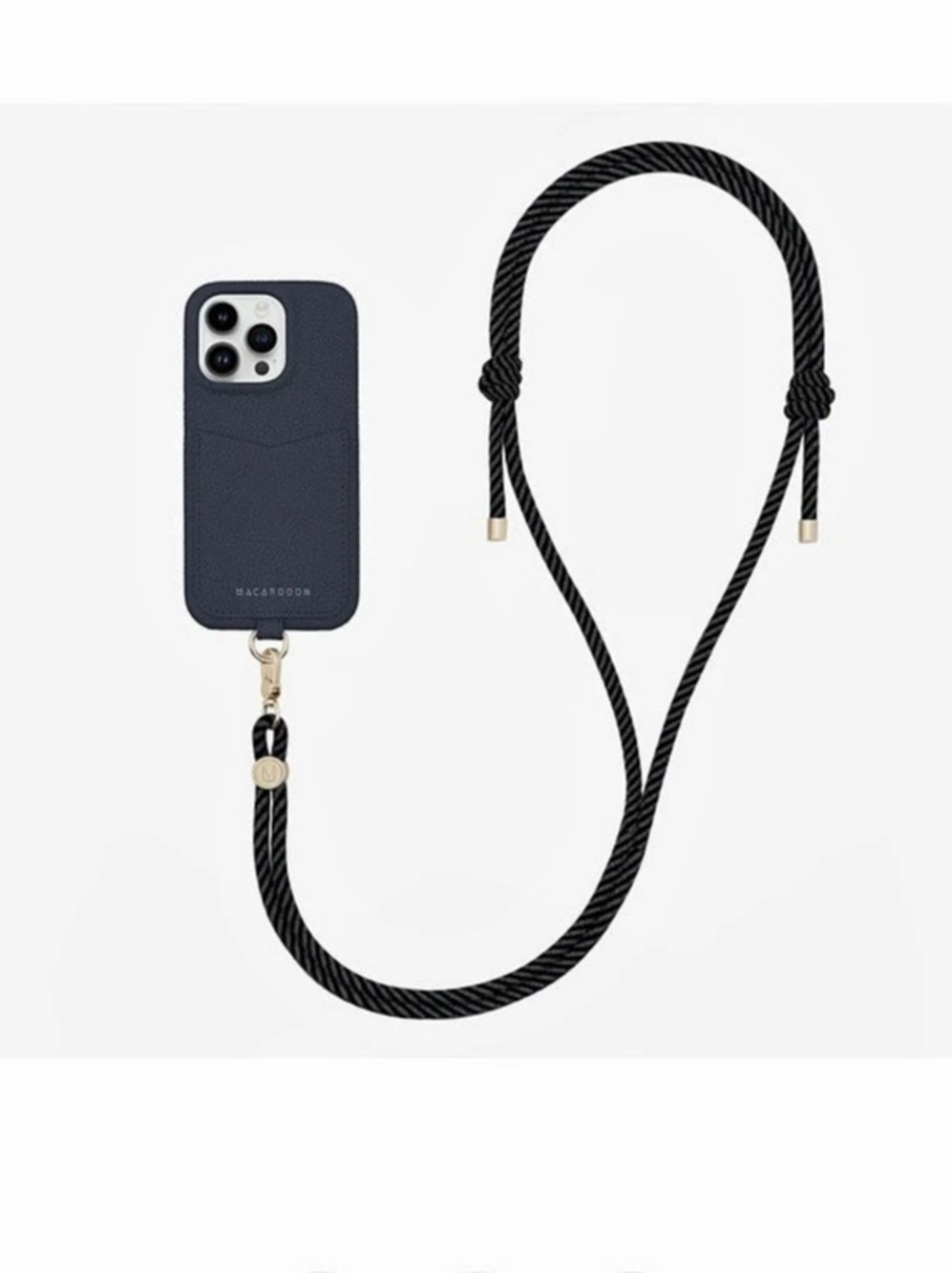 iPhone 16 Case with Lanyard in Blue Leather